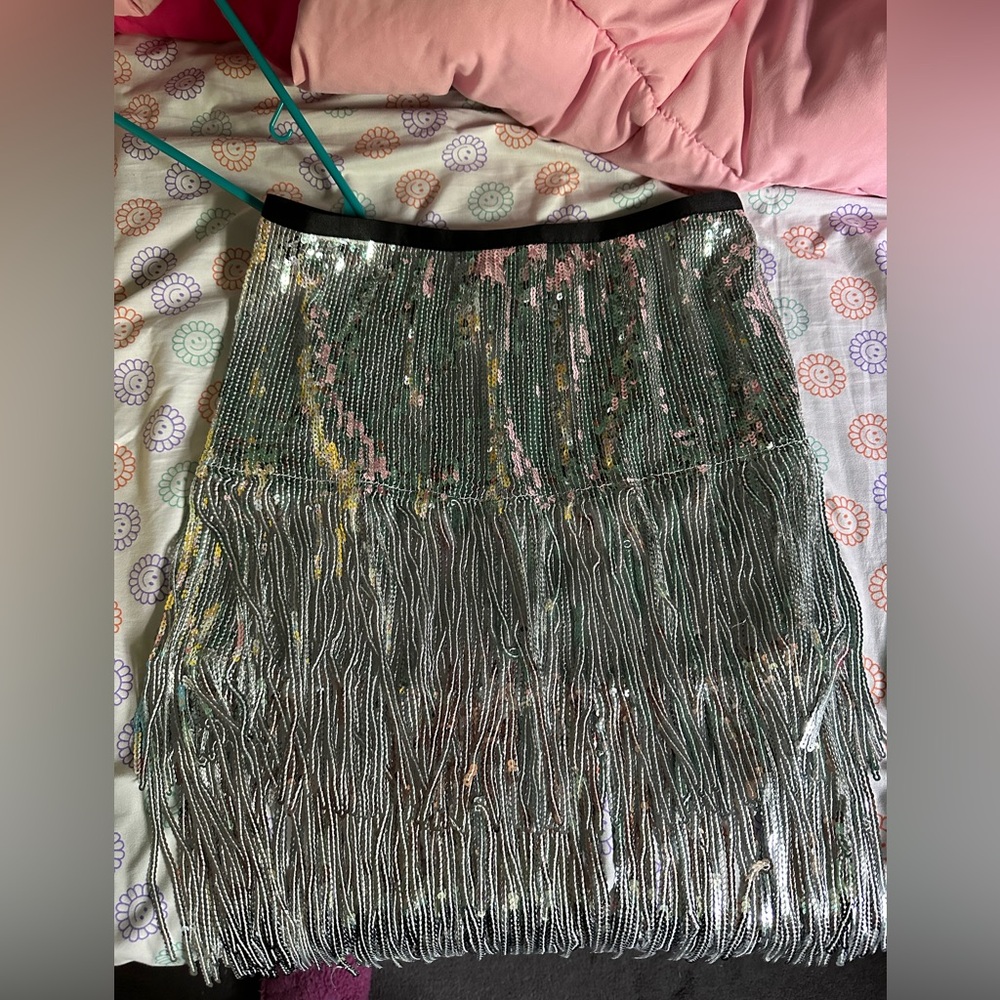 Sequin fringe skirt